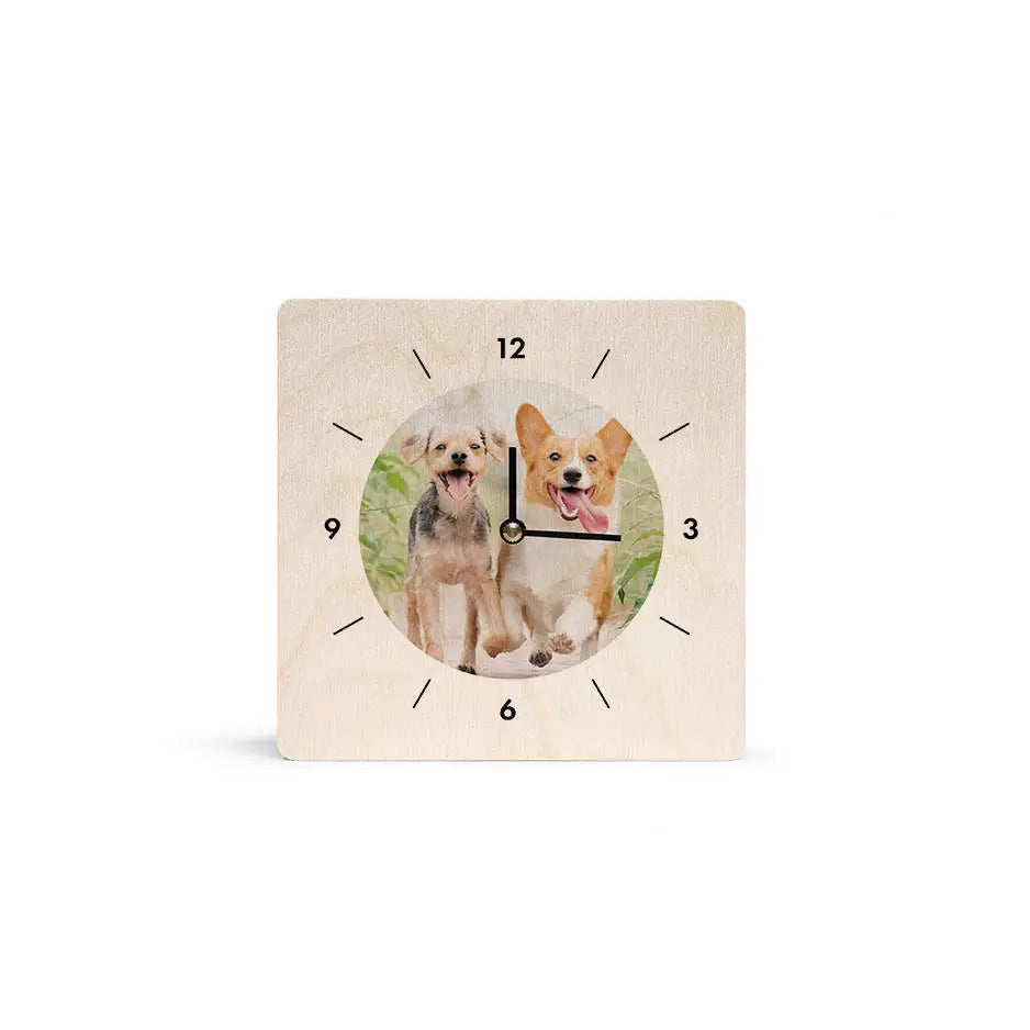 6x6 Circle Personalized Clock - Natural Grain / No gift