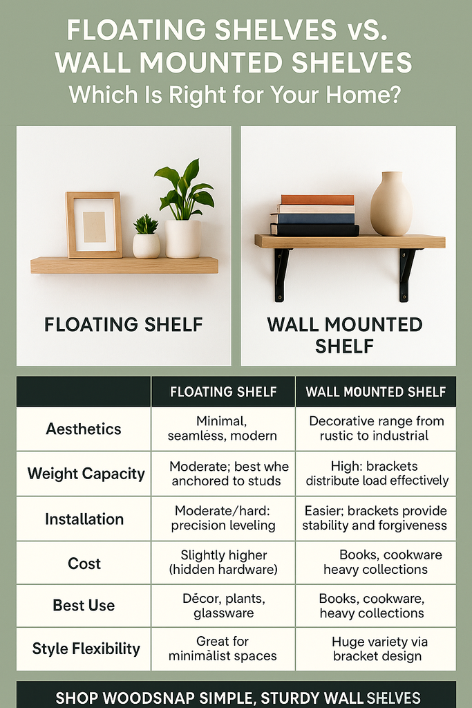 Floating Shelves vs. Wall Mounted Shelves: Which Is Right for Your Home?