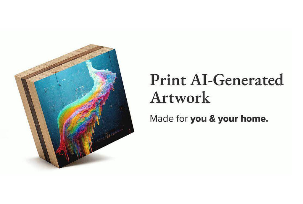 Colorful AI-generated artwork of a jellyfish on a high-quality wood print canvas.