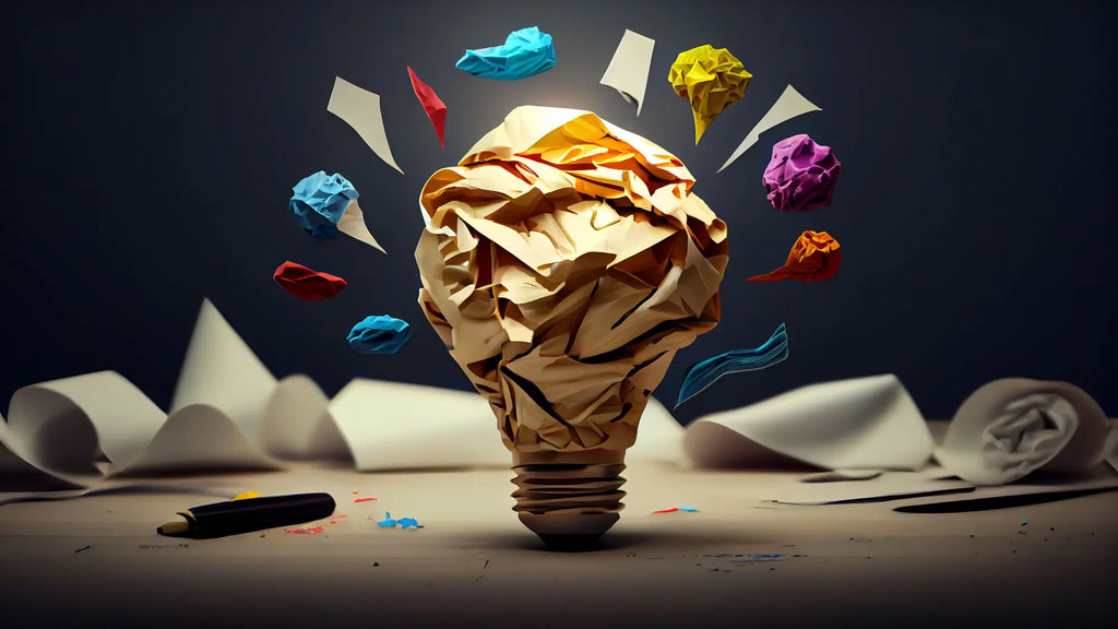 Crumpled light bulb paper symbolizes creativity for treasured gifts and cherished memories.