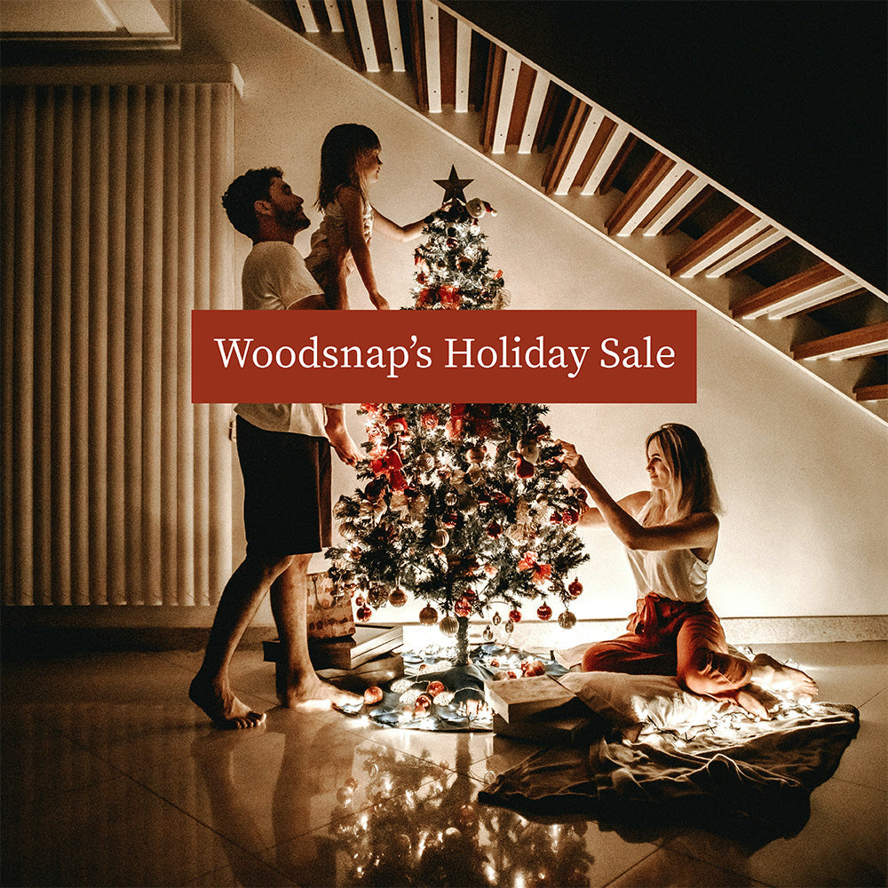 Text announcing a Christmas Wood Print Sale in vintage matte serif font.