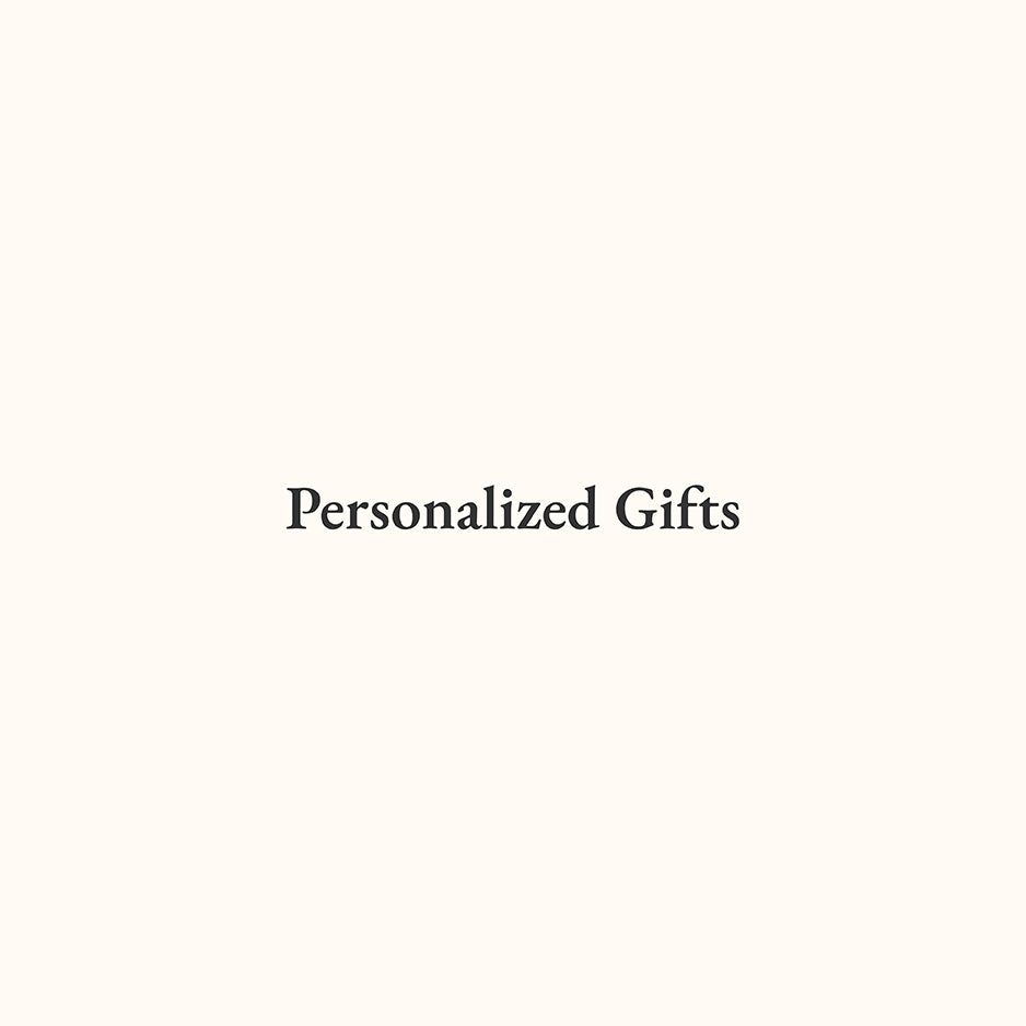 Personalized Gifts text in serif font with Woodsnap’s personalized gifts theme.