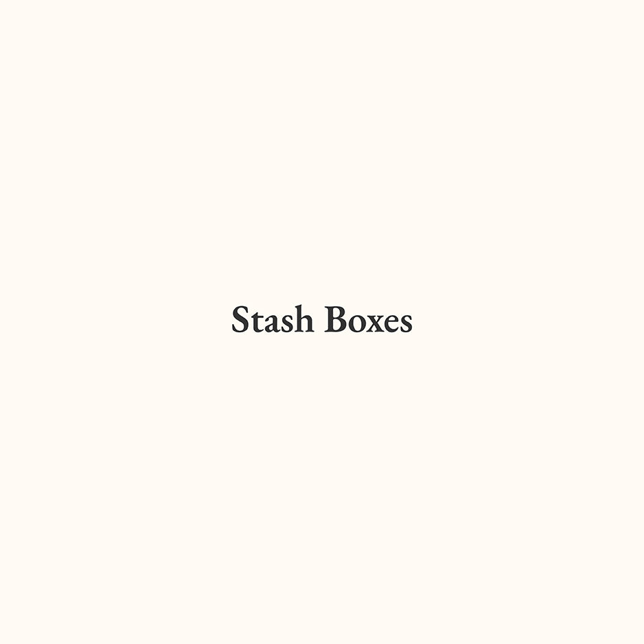 Stash Boxes print in black font on white background, perfect for wood gift boxes.