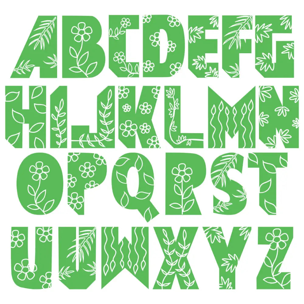 Green alphabet letters with floral patterns for Sign Letters - Floral product