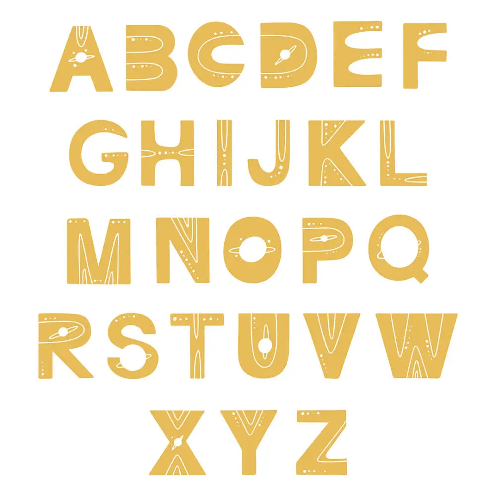 Stylized yellow letters with floral gold patterns for Sign Letters - Space product