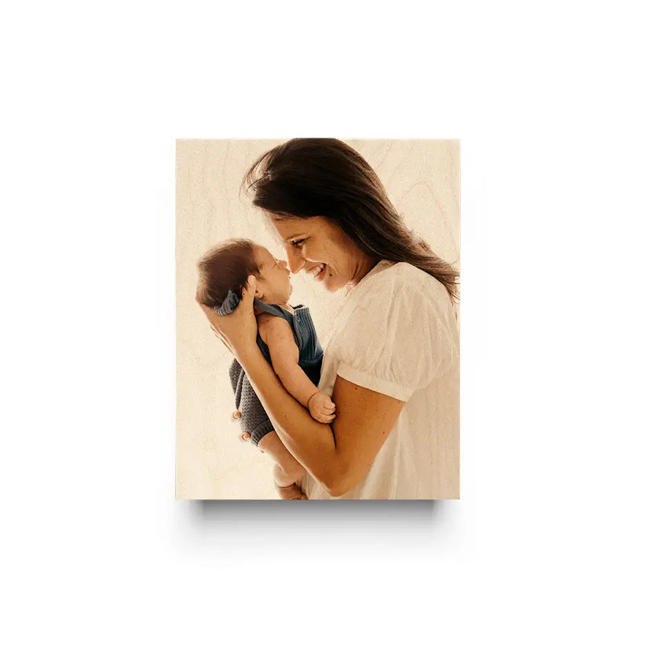 Mother holding baby in arms, featured in 10x14 Original Cove Print