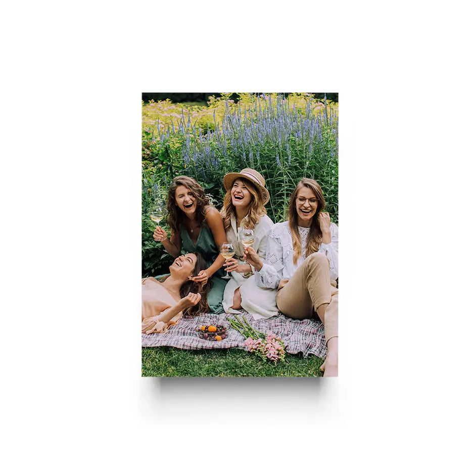 Group of women enjoying a picnic in a garden on a 10x24 cove photo mount