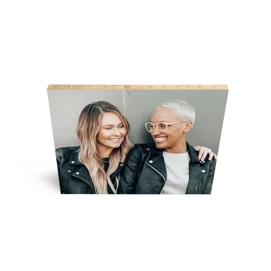 Couple in a black leather jacket by 11x14 Bamboo Wood Print photo display