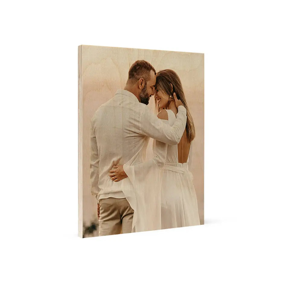 Wood Print Vintage 11x14 wood print featuring a couple kissing in a wooden photo frame