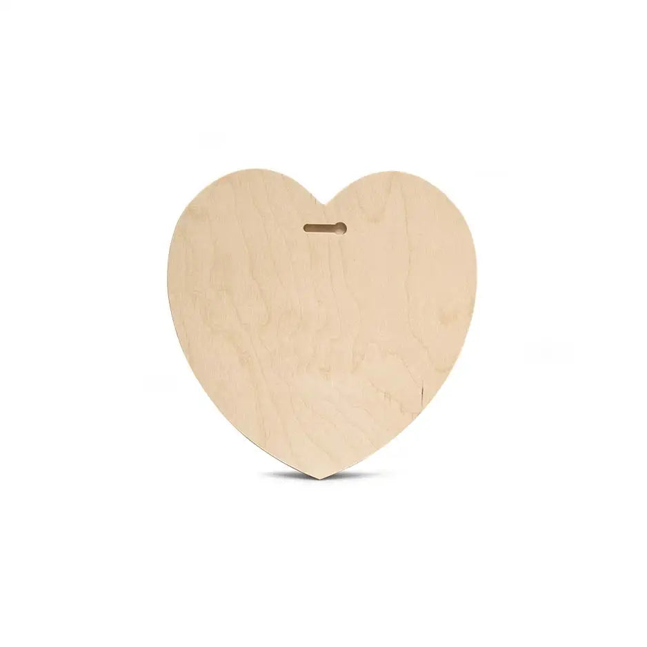 Wooden heart-shaped box with handle for 12’ Blank Birch Heart Panel photo locket display