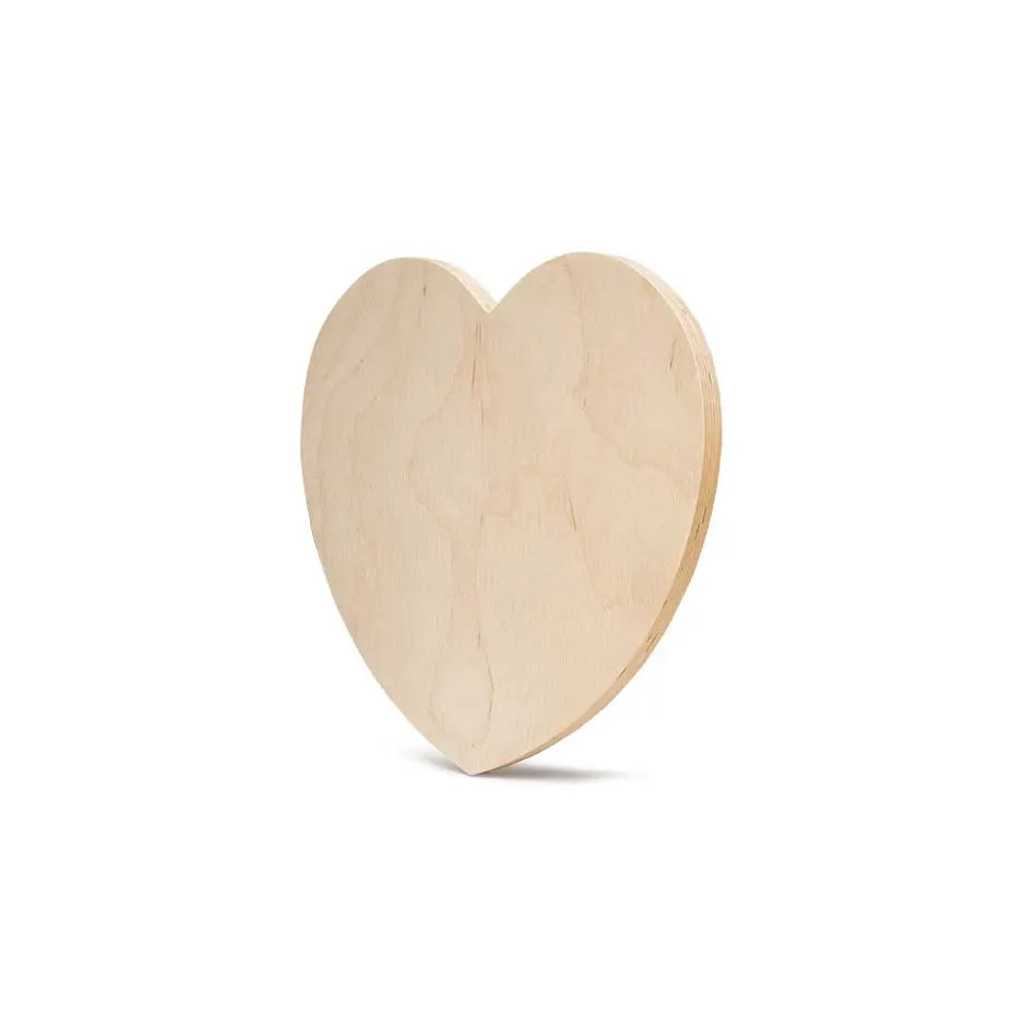 Wooden heart shaped box on white background for 12 Blank Birch Heart Panel