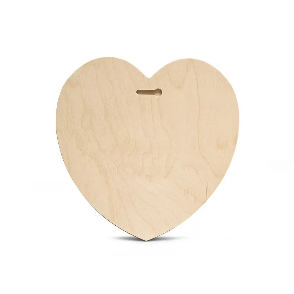 Wooden heart shaped box with handle from 12 Inch Heart Wood Print Vintage collection