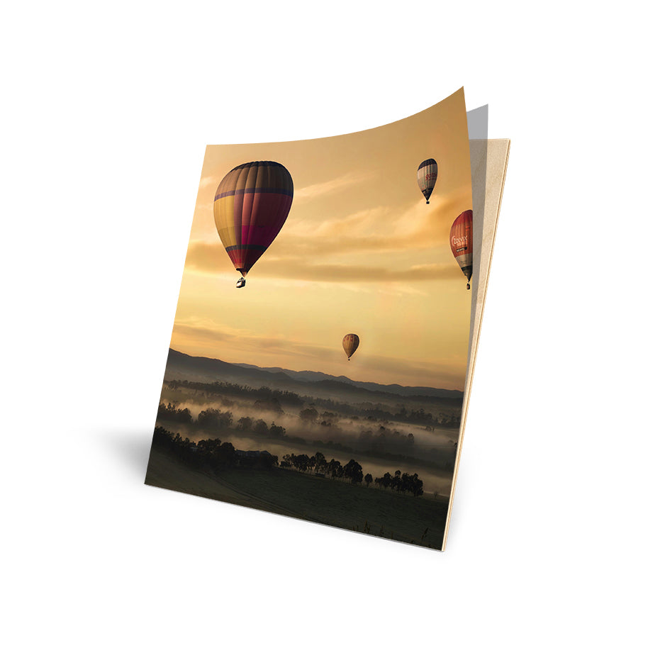 Hot air balloon landscape print in a 12x12 Cove Photo Mount for stunning decor