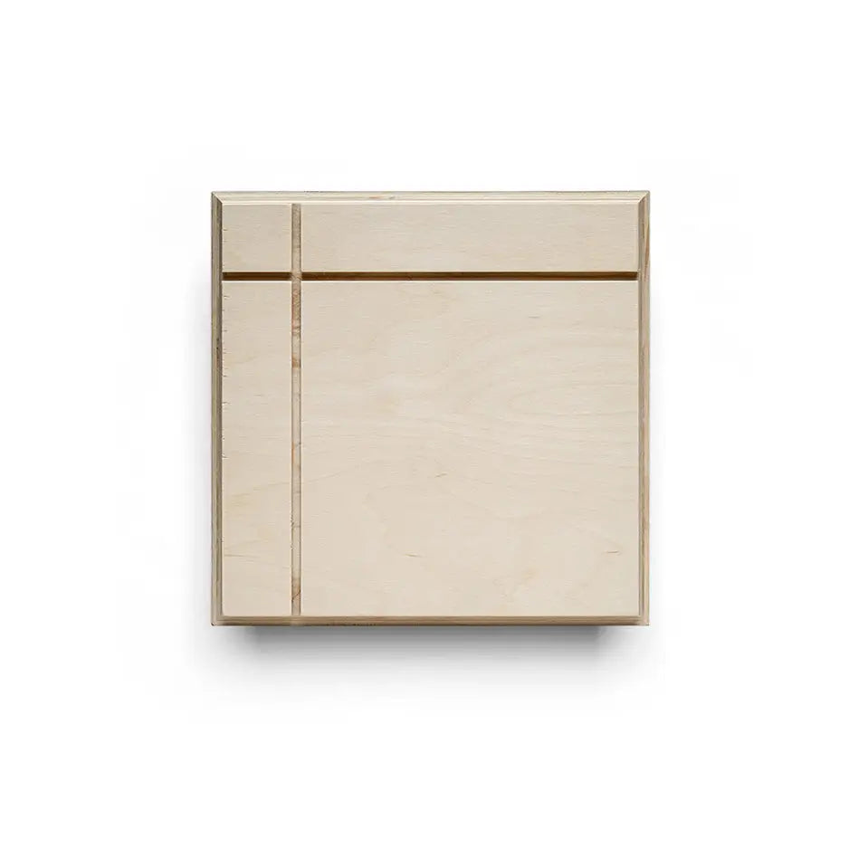 Wooden box on a white background for 12x12 Cove Photo Mount display