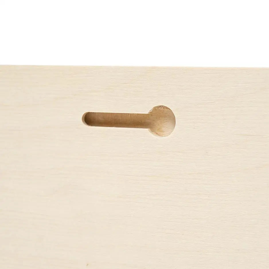 Blank Birch Panel showcasing a birch wood drawer with a small top hole for photo inserts