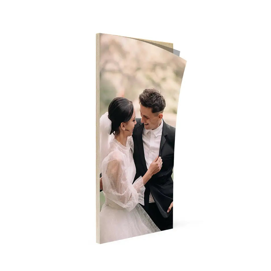 Wedding photo book of a bride and groom on a 12x24 Birch Photo Mount