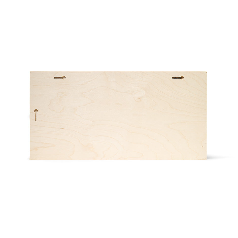 Rectangular wooden plaque with mounting holes for 12x24 wood print or photo locket wood