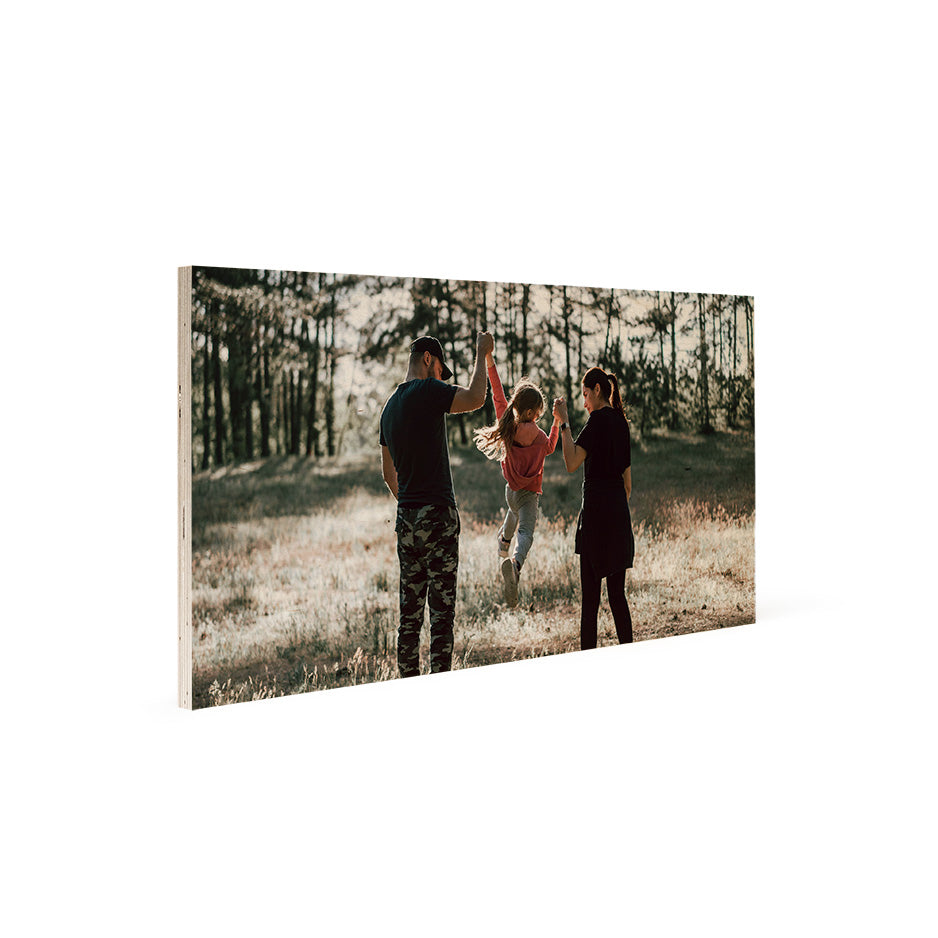 Family photo printed on vintage 12x24 wood print, perfect for wall decor and photo lockets