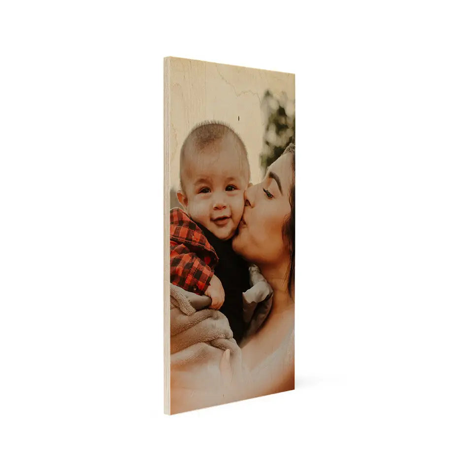 Wood Print Vintage 12x24 frame showcasing a baby photo for home decor enhancement