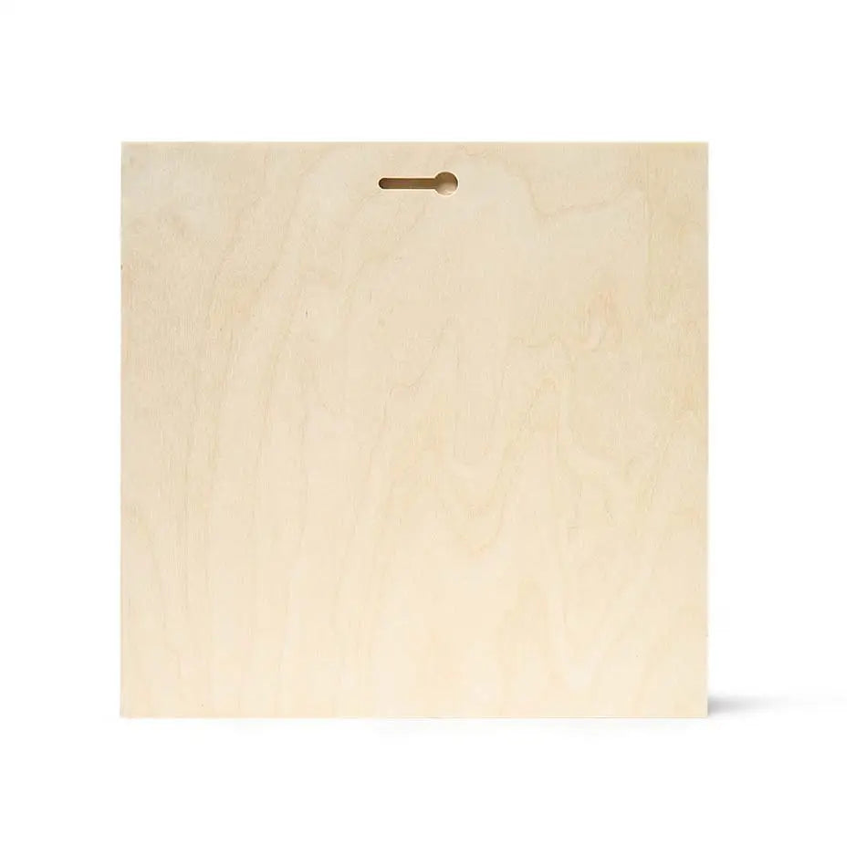 Wooden cutting board with hole, part of 16x16 Blank Birch Panel collection