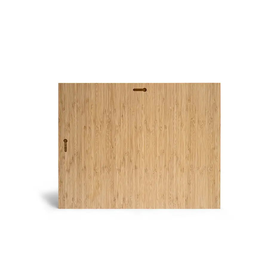 Wooden cutting board with hole showcased in 16x20 Bamboo Wood Print product