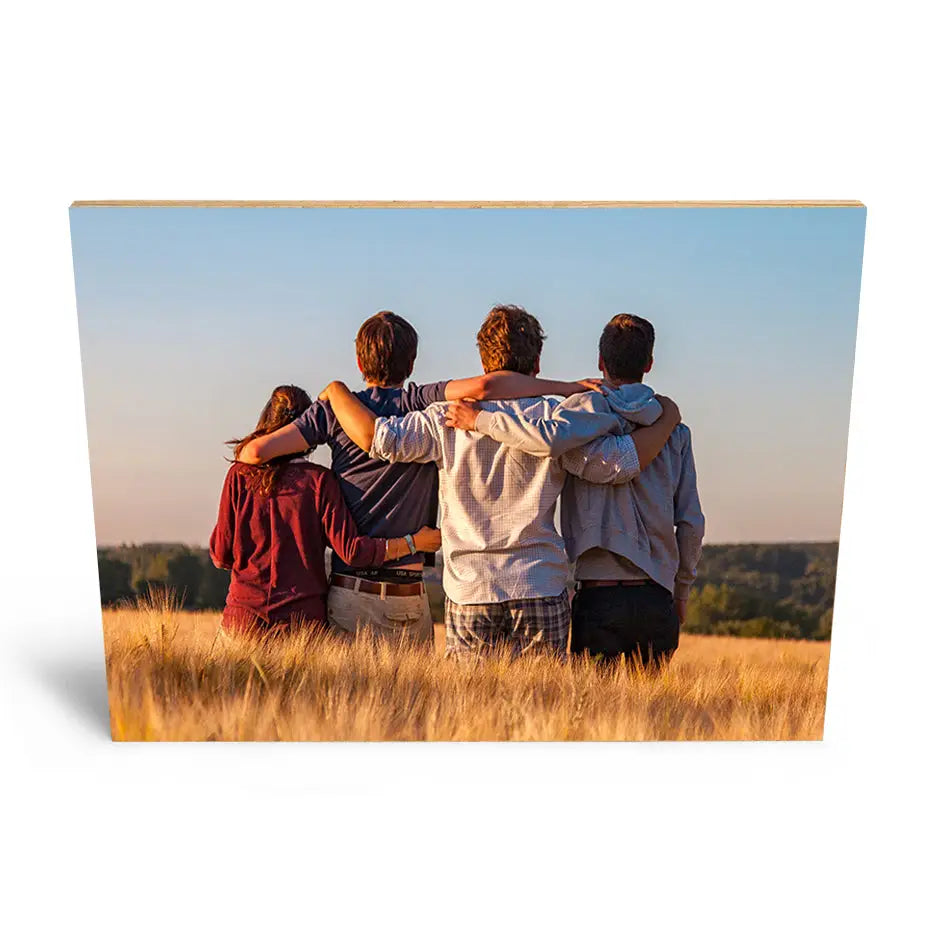 Bamboo wood print of three boys in a field on a 20x30 bamboo wood photo locket