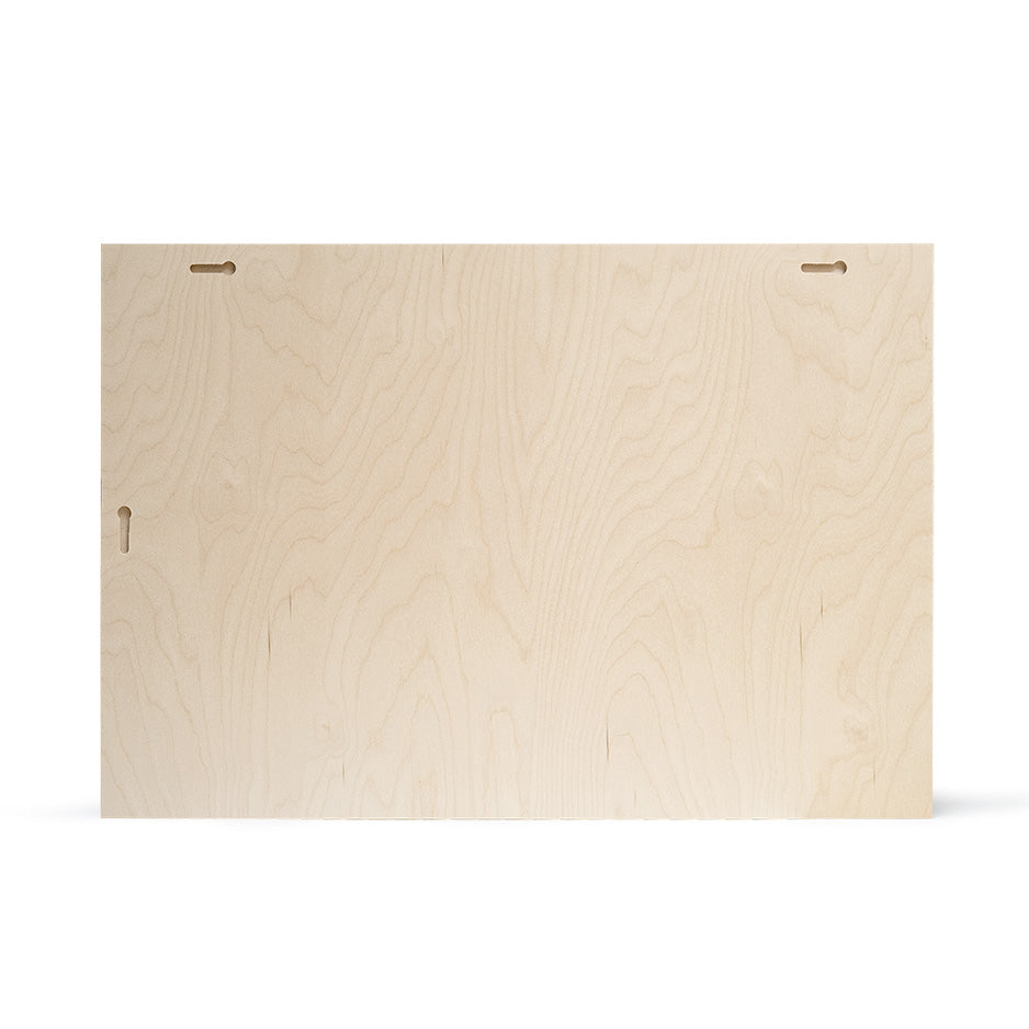 Rectangular wooden panel with hanging slots for 20x30 wood print or photo locket wood display