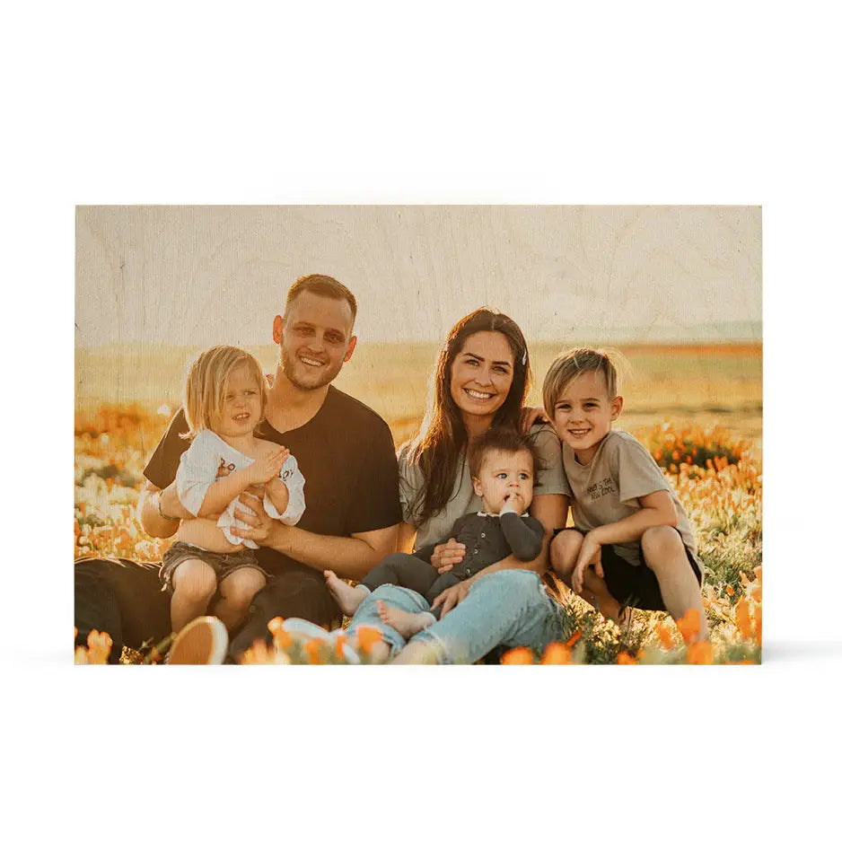 Family photo on a 20x30 Wood Print Vintage with a clean white background