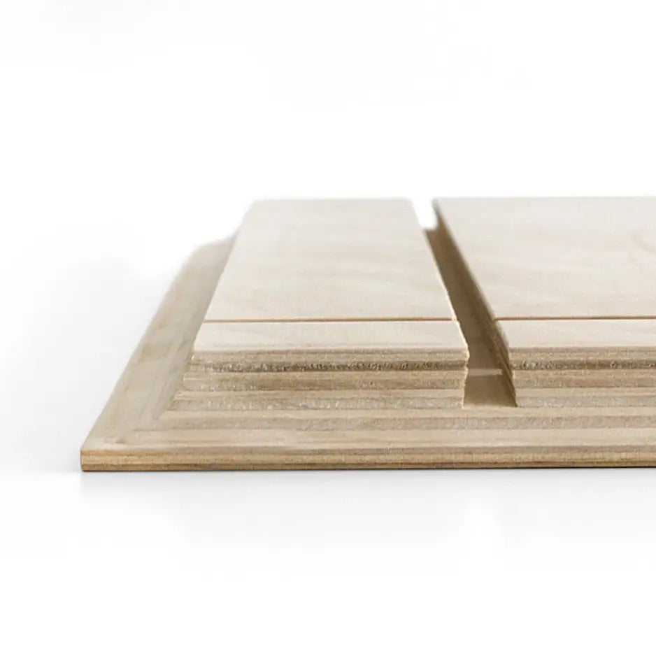 Set of three wooden coasters displayed with 24x36 Cove Photo Mount Print