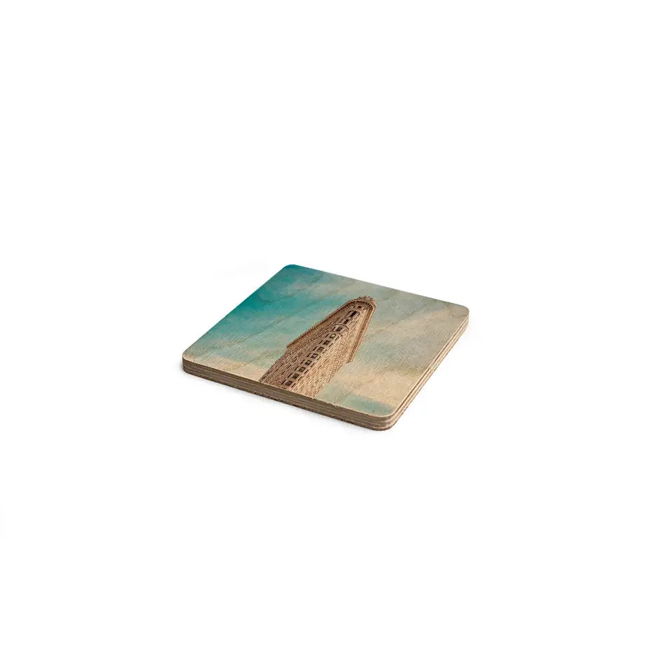 Wood coaster from 4x4 Wood Coaster Set featuring a picture of the Eiffel Tower