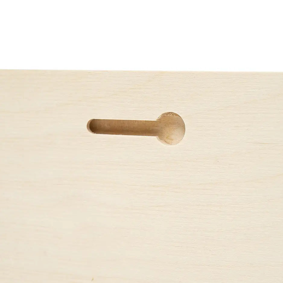 Wooden drawer with a hole, showcasing a 4x6 Blank Birch Panel for photo locket wood