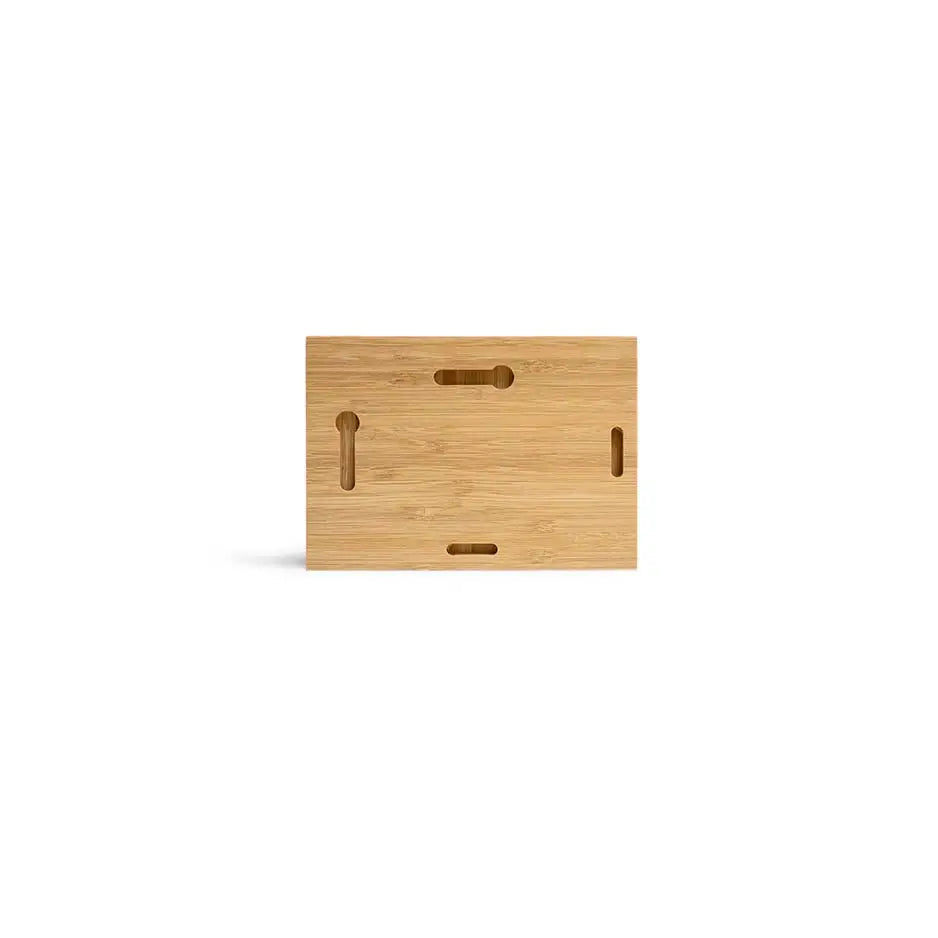 Wooden cutting board with handle on 5x7 blank bamboo panel for crafting or display