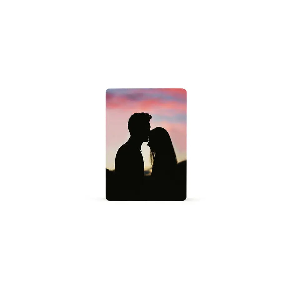 Couple kissing in sunset on a 5x7 photo tile wood print vintage decor piece