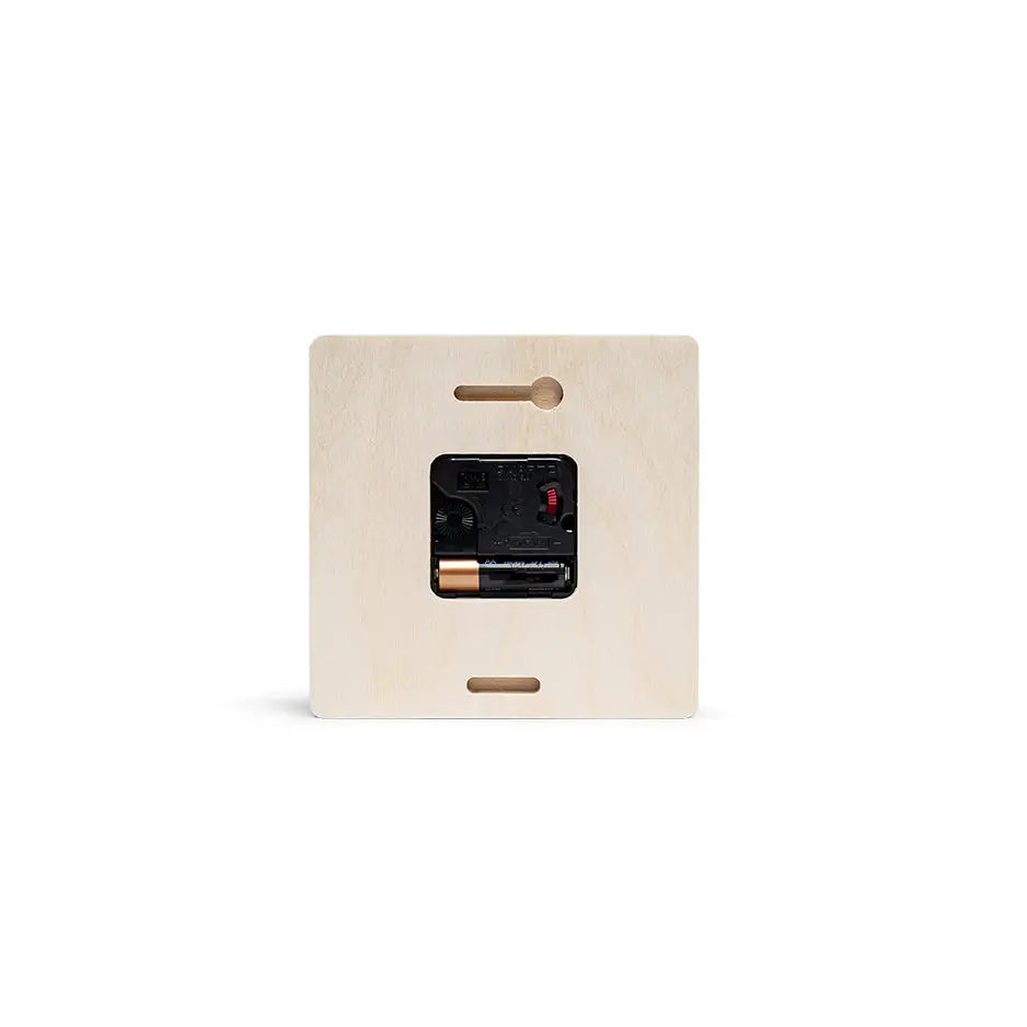 Wooden light switch with black cover, ideal for 6x6 customized clock display