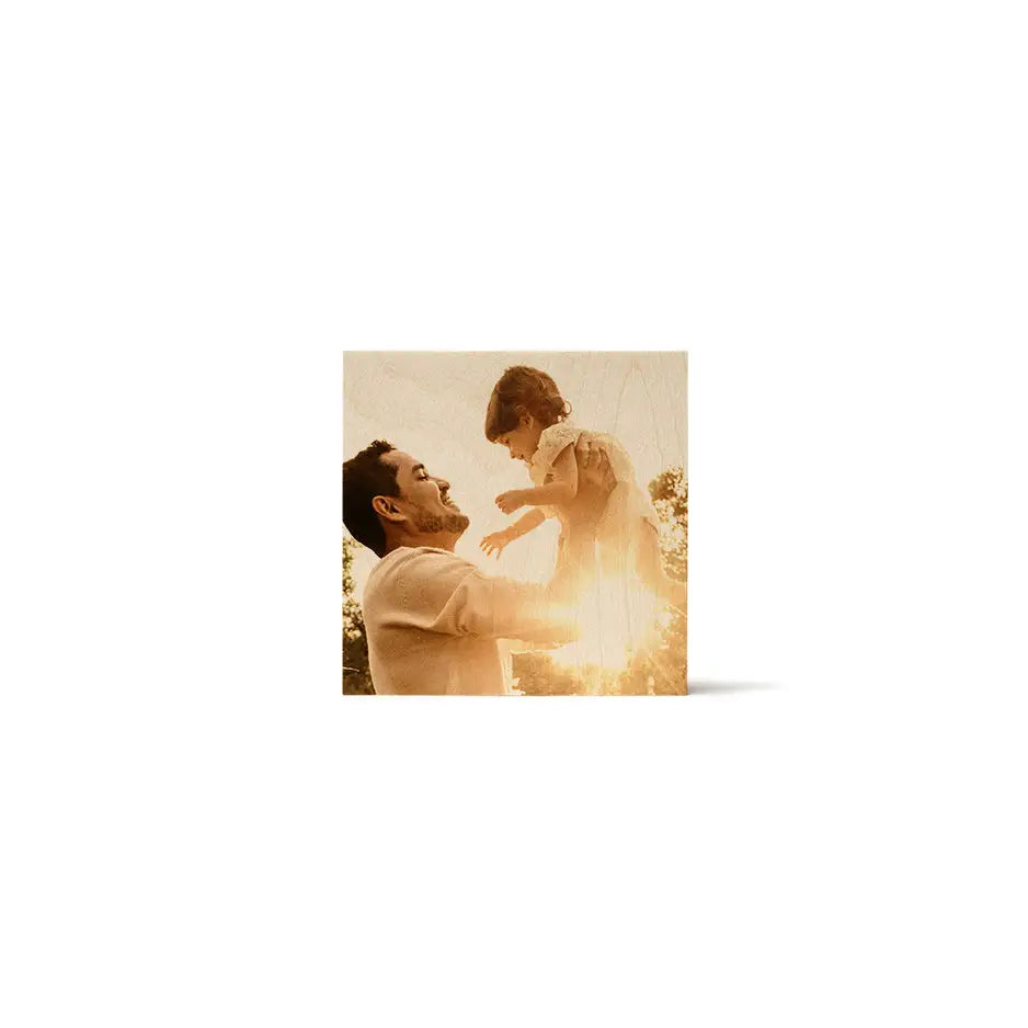 Couple kissing in the sun on a 6x6 Wood Print Vintage capturing a romantic moment