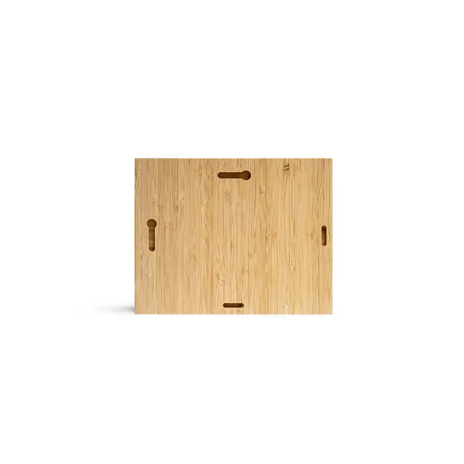 Wooden cutting board with a hole, part of 8x10 Blank Bamboo Panel product line