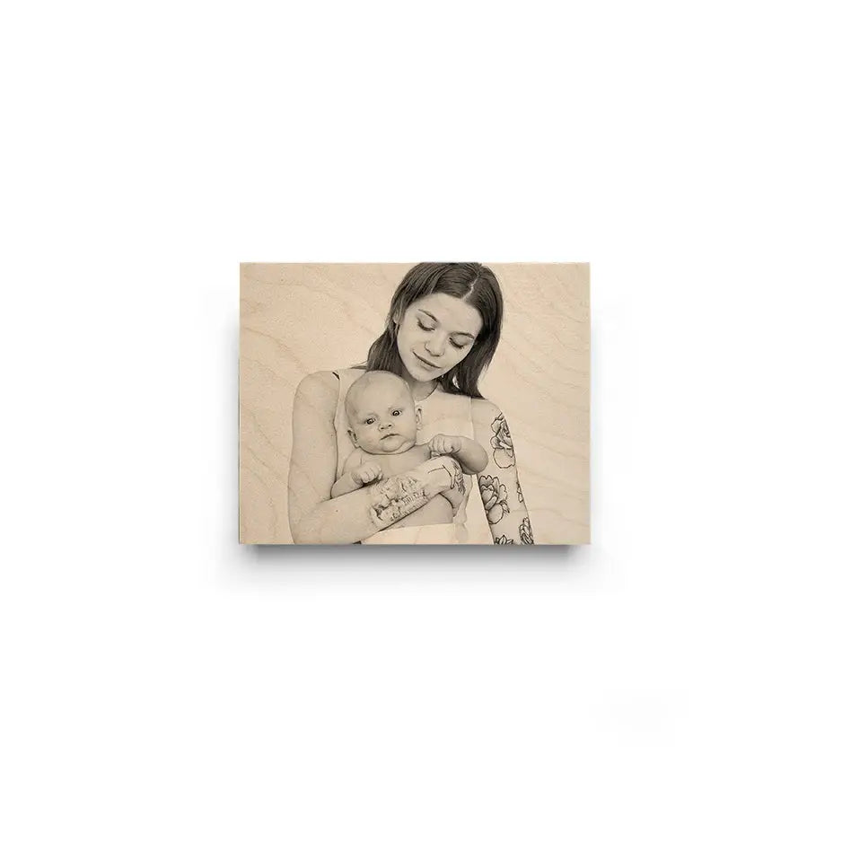 Black and white photo of a woman with a baby in an 8x10 Original Cove Print