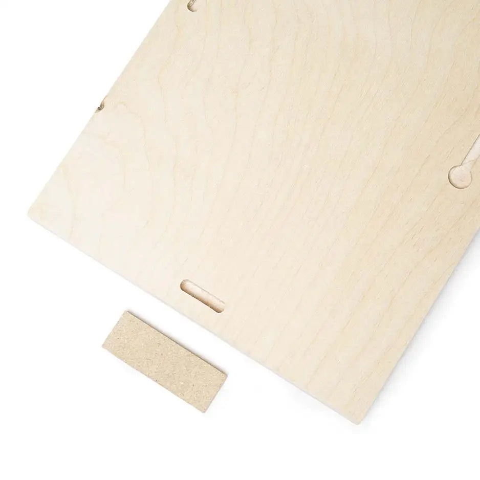 Wooden cutting board showcasing an 8x12 Blank Birch Panel for crafting and design