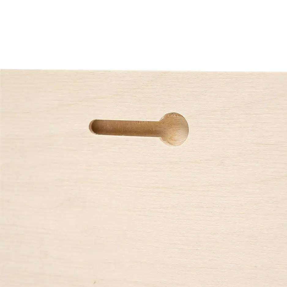 Wooden door handle with hole on 8x8 blank birch panel for photo locket wood projects