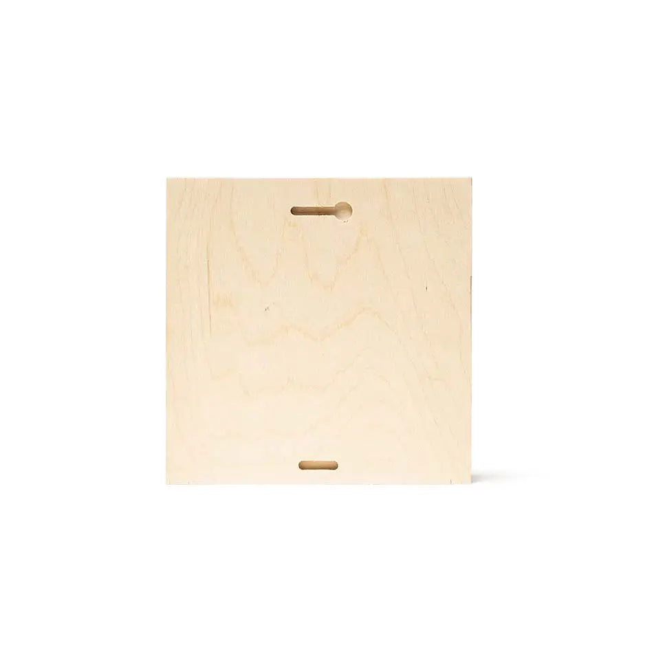 Wooden cutting board with handle on 8x8 blank birch panel for photo locket wood projects