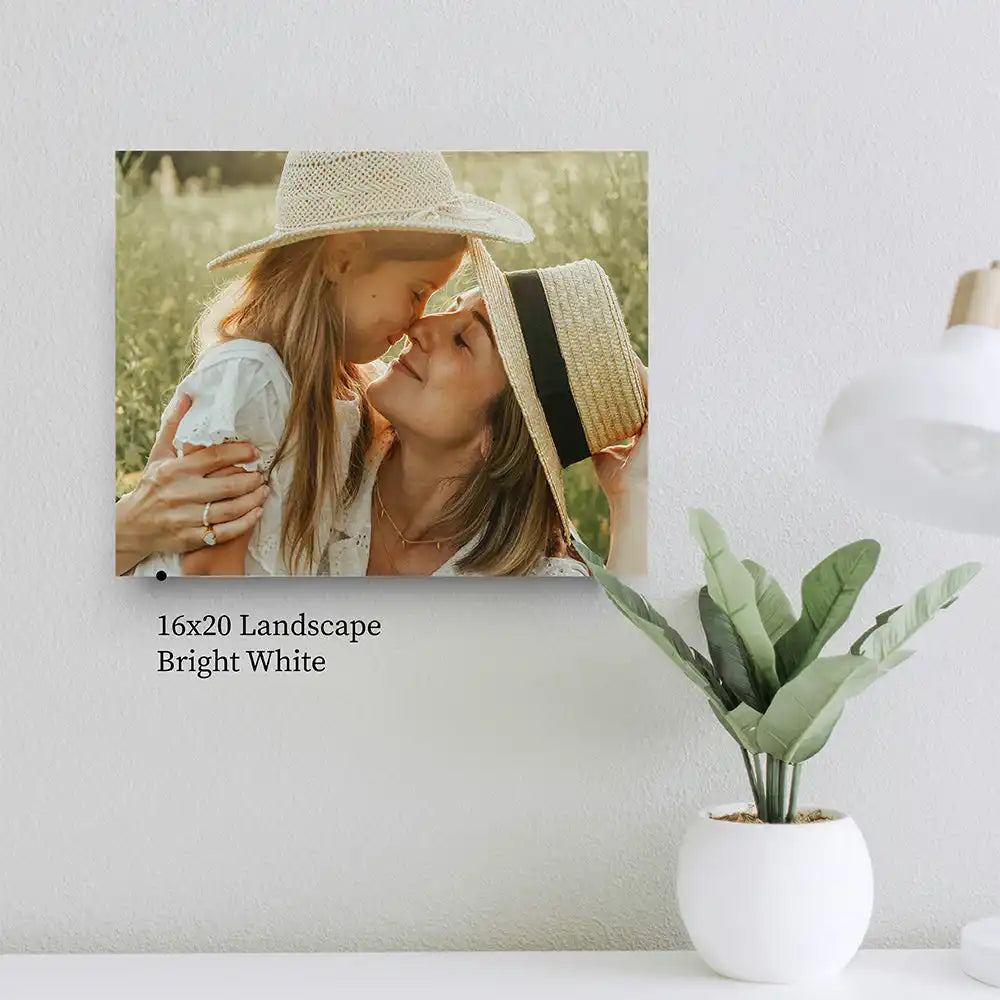 Bright White wood prints on birch gallery wall