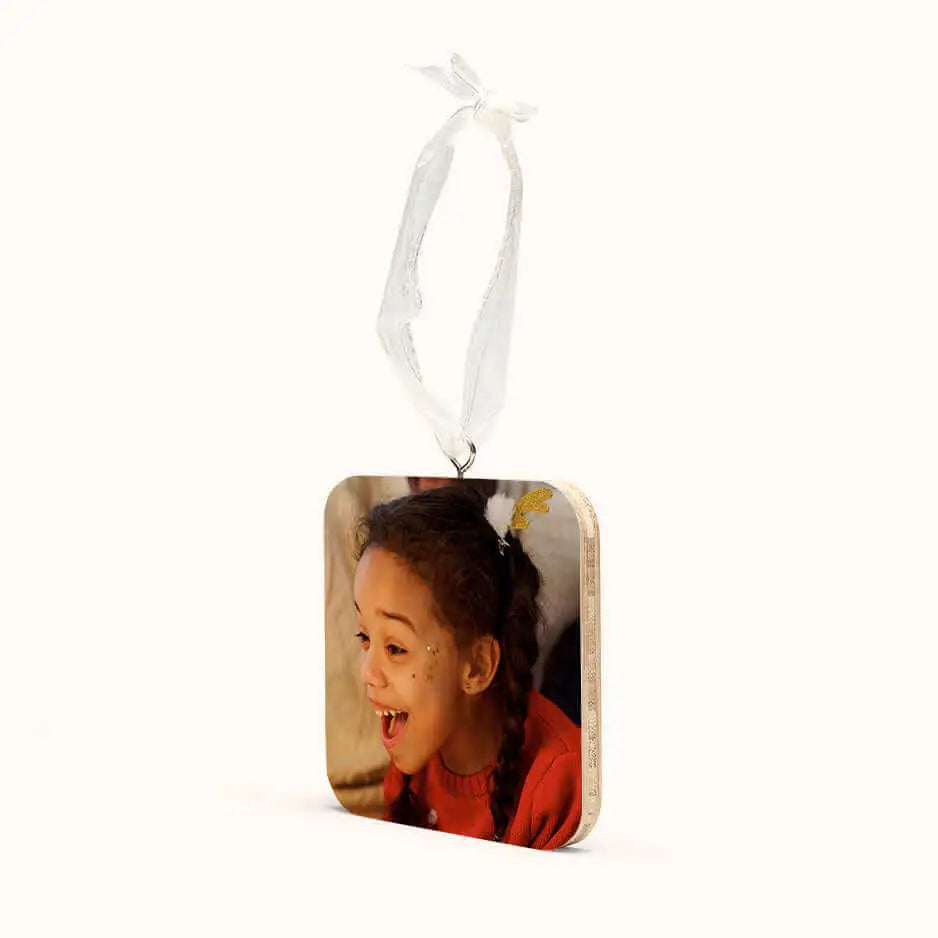 Bamboo Square Ornament - No gift wrapped / Burlap Bag