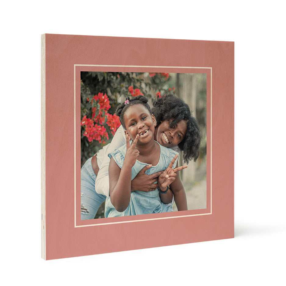 Framed photograph of a mother and daughter on Birch Pattern Wood Print - Spring Matte