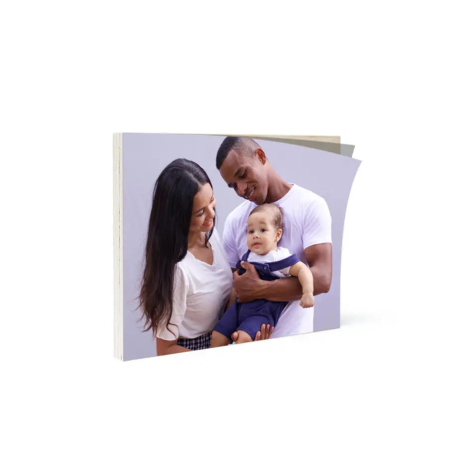 Family portrait in a Birch Photo Mount Print showcasing a beautiful wood print design