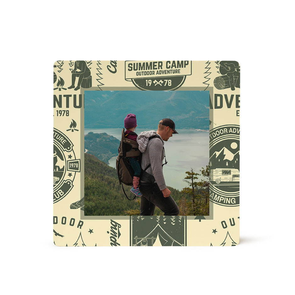 Square Photo Tile Print featuring Camping Adventure theme for rustic home decor