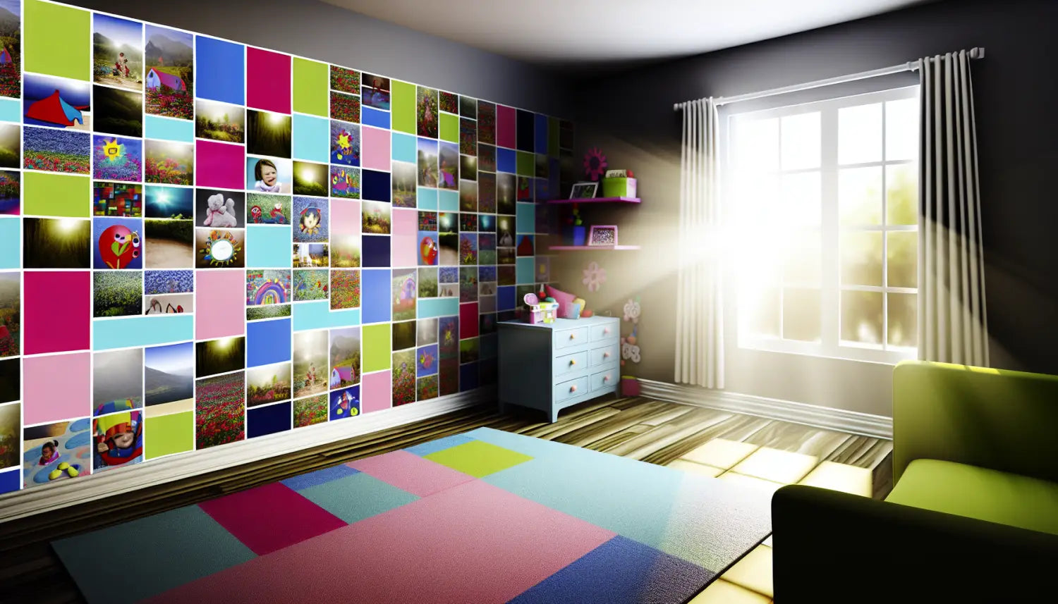 Colorful playroom interior showcasing playful design and vibrant decor elements