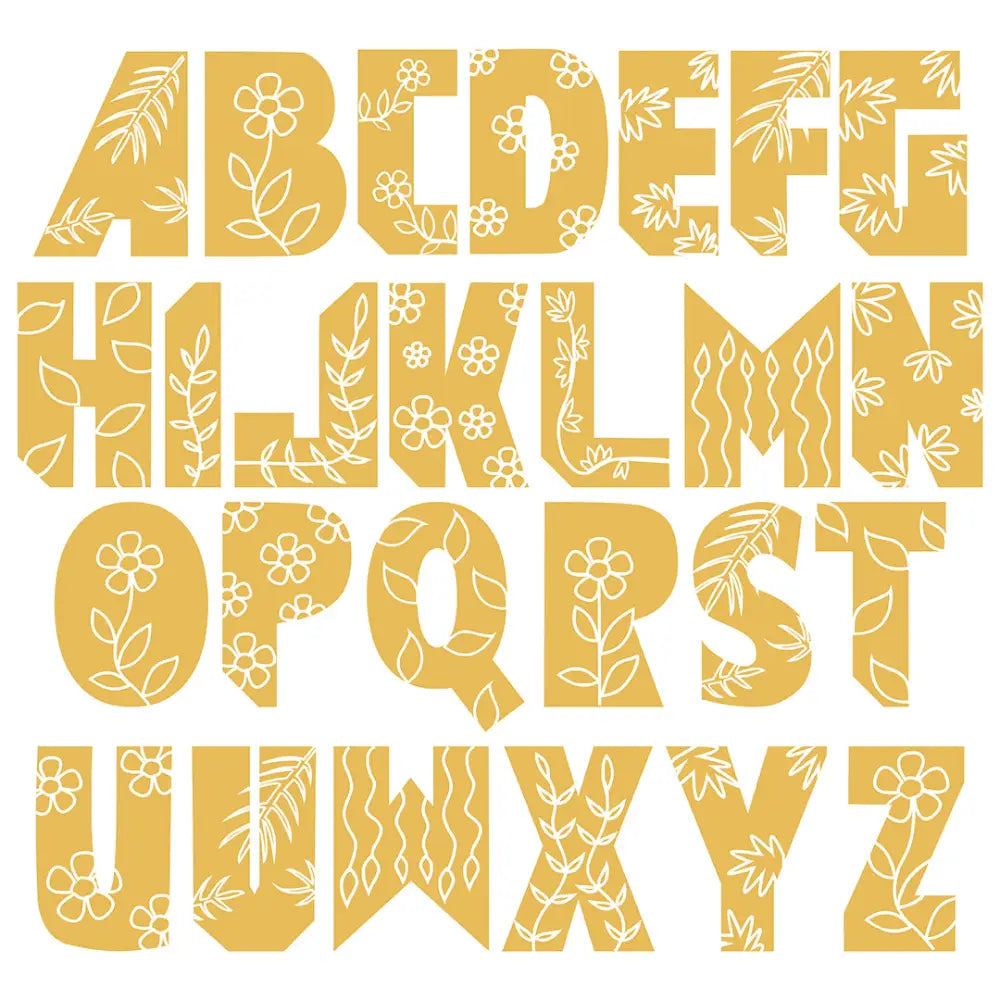 Alphabet letters decorated in floral gold patterns for Sign Letters - Floral product