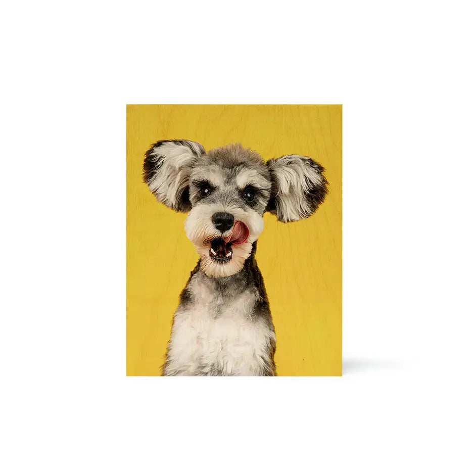 Small dog with tongue out for Dog Portraits in a photo locket wood design