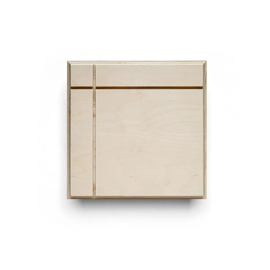 Wooden box on a white background for 12x12 Cove Photo Mount display