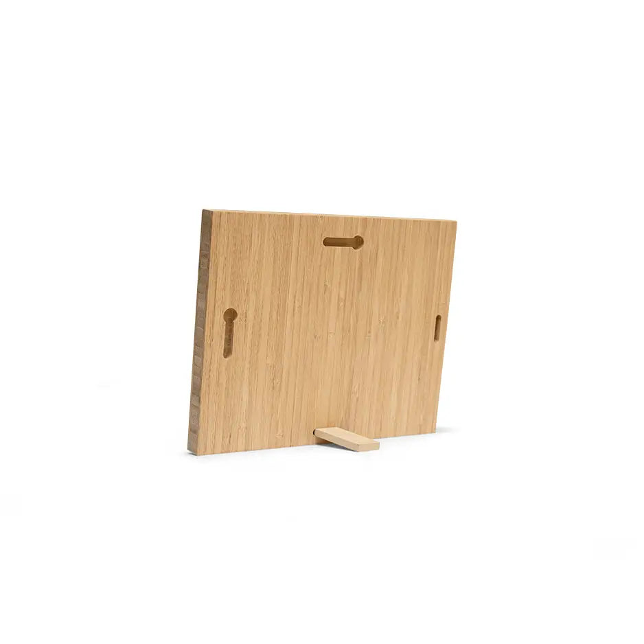 Wooden stand with a hole for 5x7 Bamboo Wood Print display and photo locket wood